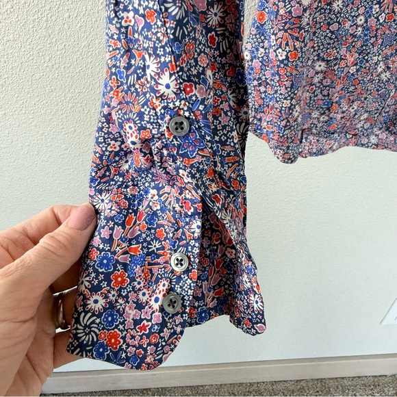 J. Crew Liberty Kayoko Floral Slim Perfect Shirt Deep Blue Multi Casual 0 - Picture 7 of 13